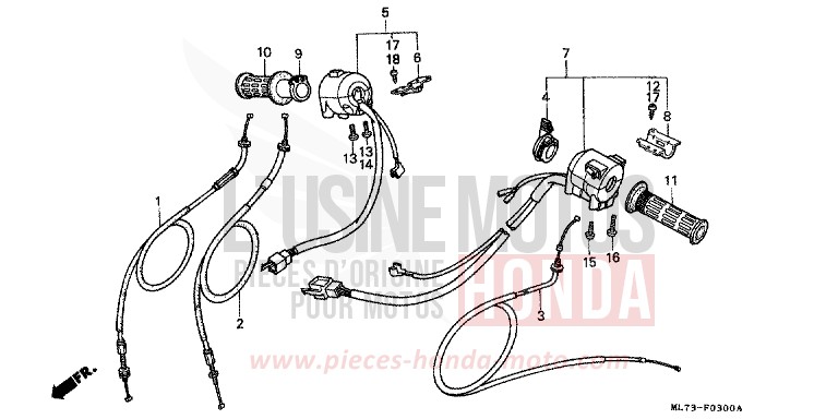 COMMUTATEUR/CABLE de VFR750F PEARL CRESCENT WHITE-A (NH139PA) 1988