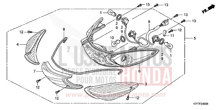 FEUX COMBINES ARRIERE de SH125 EMERGENCY RED METALLIC (R311) 2007