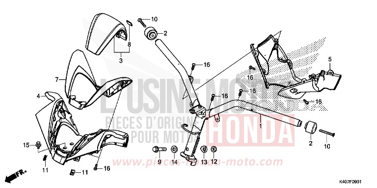 MANETTE DE DIRECTION/REVETEMENT DE GUIDON (NSS125ADK) de Forza MAT CARNELIAN RED METALLIC (R384) de 2019