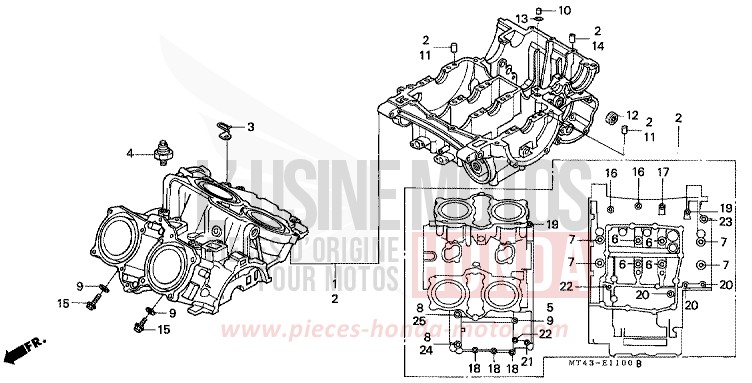 CARTER MOTEUR de VFR750F GRANITE BLUE METALLIC-U (PB184) 1992
