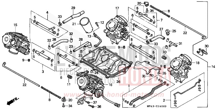 CARBURATEUR (ENS.) (VFR750FL/FM/FN/FP) de VFR750F GRANITE BLUE METALLIC-U (PB184) 1992