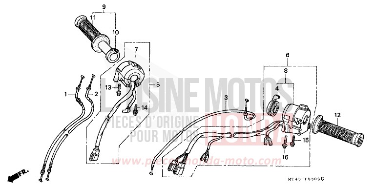 COMMUTATEUR/CABLE de VFR750F GRANITE BLUE METALLIC-U (PB184) 1992