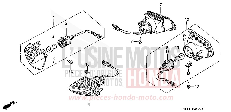 CLIGNOTANT (1) de VFR750F ITALIAN RED (R157) 1992