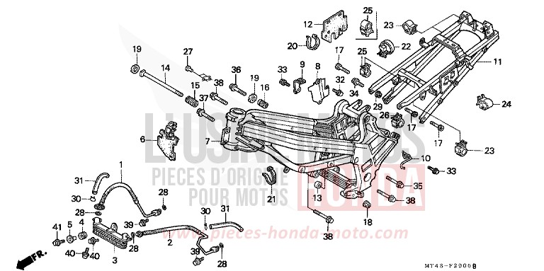 CARROSSERIE DE CHASSIS (VFR750FL/FM/FN/FP) de VFR750F TASMANIA GREEN ME (G142) 1992