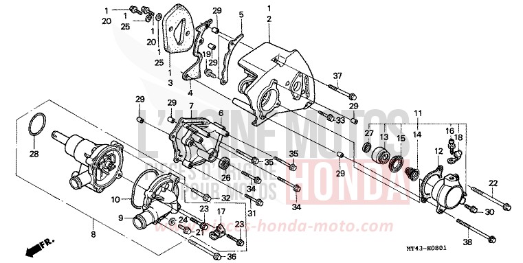 POMPE A EAU (VFR750FR/FS/FT/FV) de VFR750F PURE RED (R158D) 1995