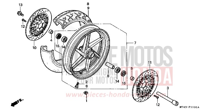 ROUE AVANT (VFR750FR/FS/FT/FV) de VFR750F LAPIS BLUE METALLIIC (PB257) 1996