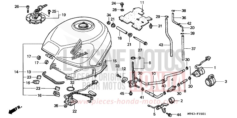 RESERVOIR A CARBURANT (VFR750FR/FS/FT/FV) de VFR750F LAPIS BLUE METALLIIC (PB257) 1996