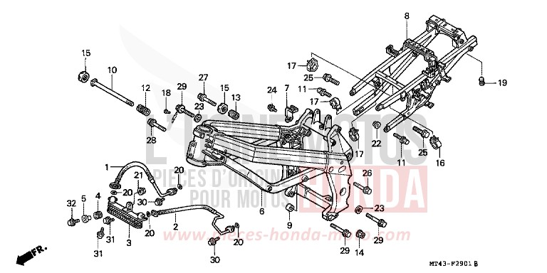 CARROSSERIE DE CHASSIS (VFR750FR/FS/FT/FV) de VFR750F LAPIS BLUE METALLIIC (PB257) 1996