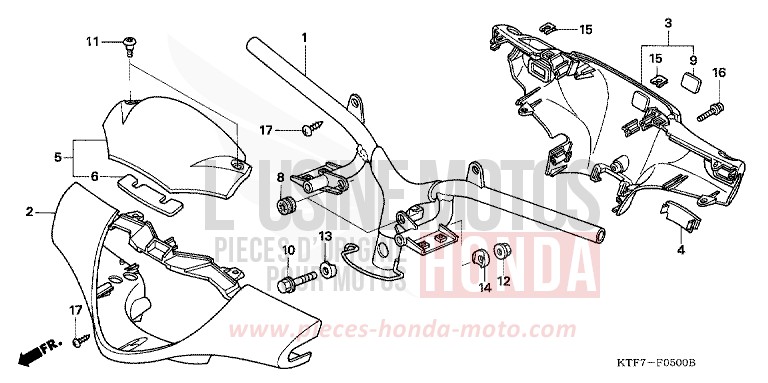 TUYAU DE GUIDON/REVETEMENT DE GUIDON de SH125 PEARL COOL WHITE (NHA16) 2008