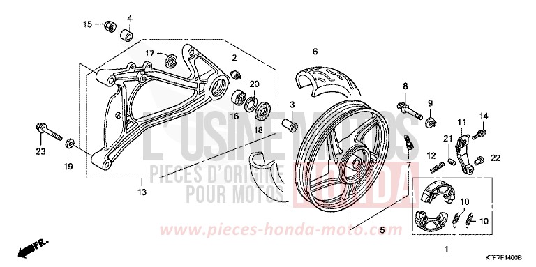 ROUE ARRIERE/BRAS OSCILLANT de SH125 PEARL SIENA RED (R320) 2008