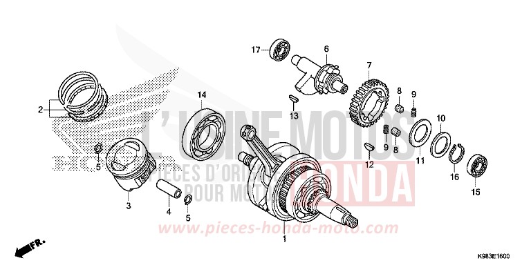 VILEBREQUIN/PISTON de CB125R NOIR (NH1) 2018