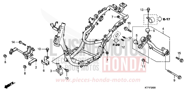 CARROSSERIE DE CHASSIS de SH125 PEARL COOL WHITE (NHA16) 2010