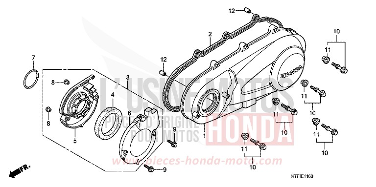 PANNEAU CARTER-MOTEUR G. de SH125 VELVET RED METALLIC (R302) de 2010