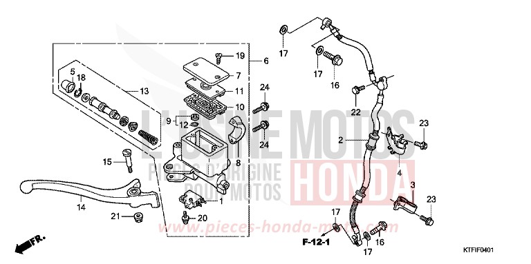 MAITRE-CYLINDRE FREIN AV. (SH125/R/150/R) de SH125 VELVET RED METALLIC (R302) de 2010