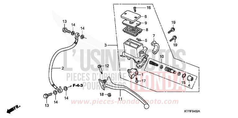 MAITRE-CYLINDRE FREIN AR. (SH125/R/150/R) de SH125 VELVET RED METALLIC (R302) de 2010