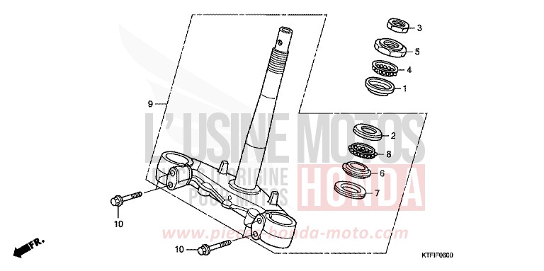 TIGE DE DIRECTION de SH125 VELVET RED METALLIC (R302) de 2010