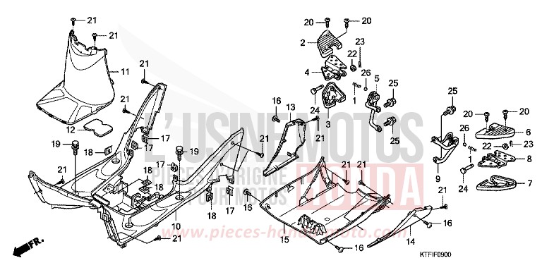 TOLE DE PLANCHER/MARCHEPIED SELLE TANDEM de SH125 VELVET RED METALLIC (R302) de 2010