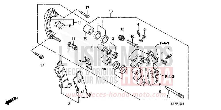 ETRIER DE FREIN AVANT (SH125/R/150/R) de SH125 VELVET RED METALLIC (R302) de 2010