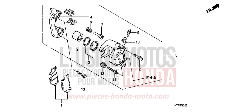 ETRIER DE FREIN ARRIERE (SH125/R/150/R) de SH125 VELVET RED METALLIC (R302) de 2010