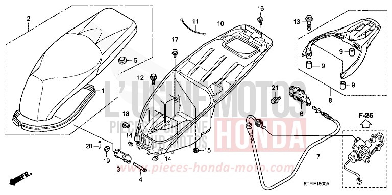 SIEGE/COMPARTIMENT A BAGAGES de SH125 VELVET RED METALLIC (R302) de 2010