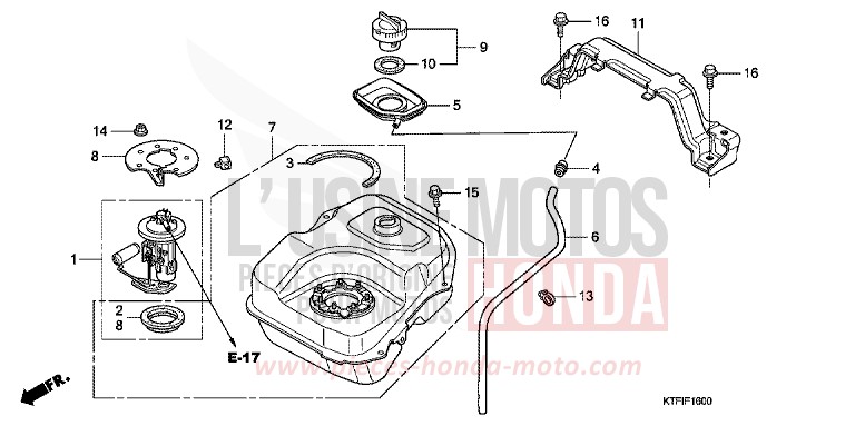 RESERVOIR A CARBURANT de SH125 VELVET RED METALLIC (R302) de 2010