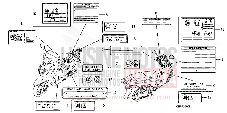 ETIQUETTE DE PRECAUTIONS de SH125 VELVET RED METALLIC (R302) de 2010