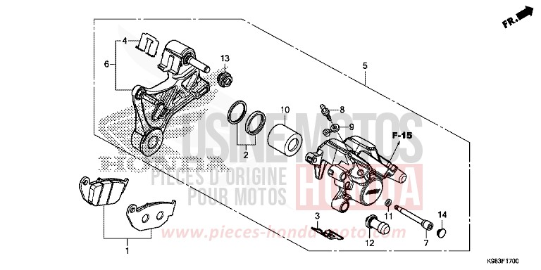 ETRIER DE FREIN ARRIERE de CB125R NOIR (NH1) 2018