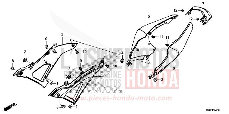 COUVERCLE LATERAL de CB125R NOIR (NH1) 2018