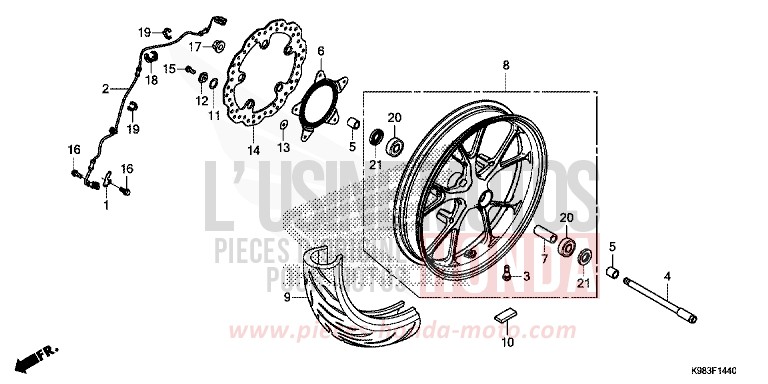 ROUE AVANT de CB125R CANDY CHROMOSPHERE RED (R381) 2018