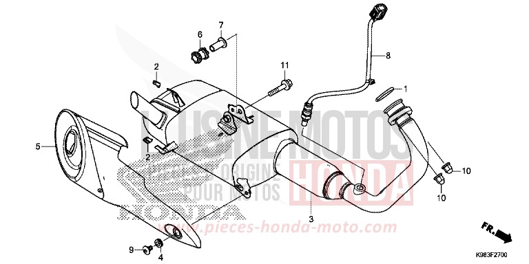 SILENCIEUX D'ECHAPPEMENT de CB125R CANDY CHROMOSPHERE RED (R381) 2018