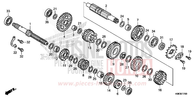 BOITE DE VITESSES de CB125R MAT AXIS GRAY METALLIC (NH303) 2018