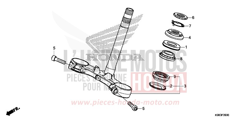 TIGE DE DIRECTION de CB125R PEARL METALLOID WHITE (NHA96) 2018