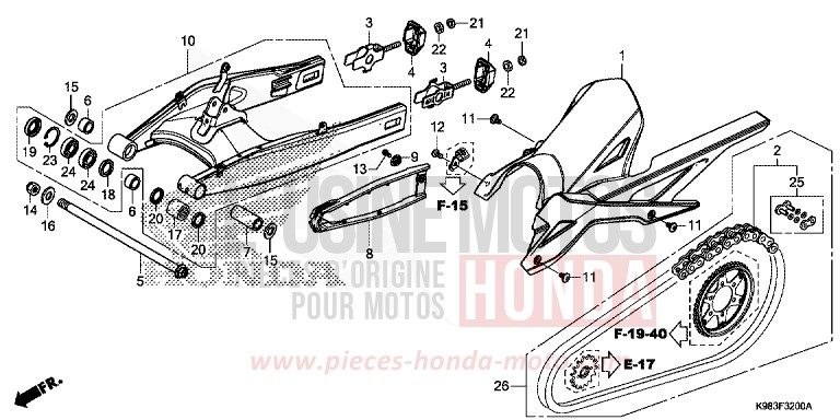 BRAS OSCILLANT de CB125R PEARL METALLOID WHITE (NHA96) 2018