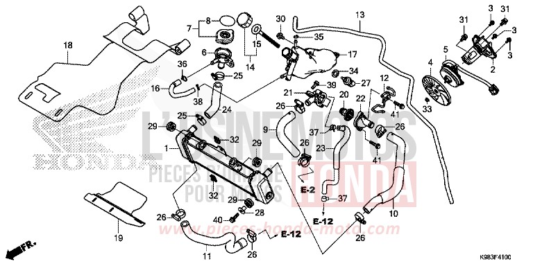 RADIATEUR de CB125R PEARL METALLOID WHITE (NHA96) 2018
