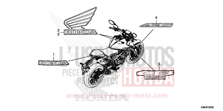 MARQUE/RAYURE de CB125R PEARL METALLOID WHITE (NHA96) 2018