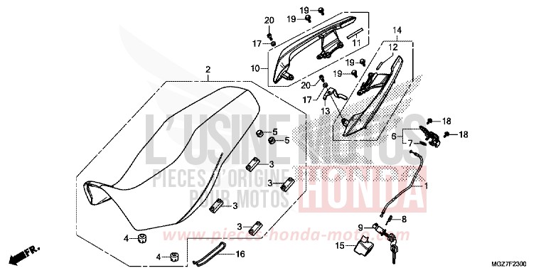 SIEGE/POIGNEE ARRIERE de CB500X MAT PEARL SUMMIT WHITE (NHB57) 2015