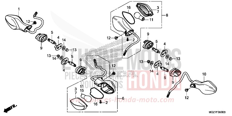 CLIGNOTANT de CB500X MAT PEARL SUMMIT WHITE (NHB57) 2015