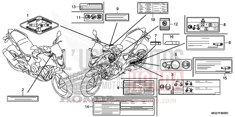 ETIQUETTE DE PRECAUTIONS de CB500X MAT PEARL SUMMIT WHITE (NHB57) 2015