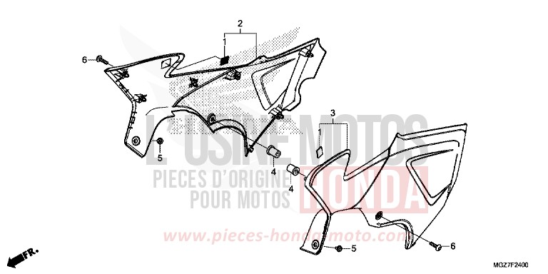 COUVERCLE LATERAL de CB500X MILLENNIUM RED (R263) de 2015