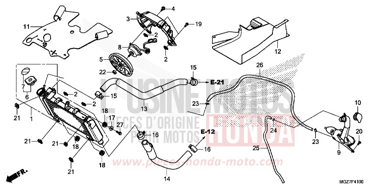 RADIATEUR de CB500X MILLENNIUM RED (R263) 2015