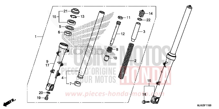 FOURCHETTE AVANT de CB500X ASTEROID BLACK METALLIC (NHA35) 2016