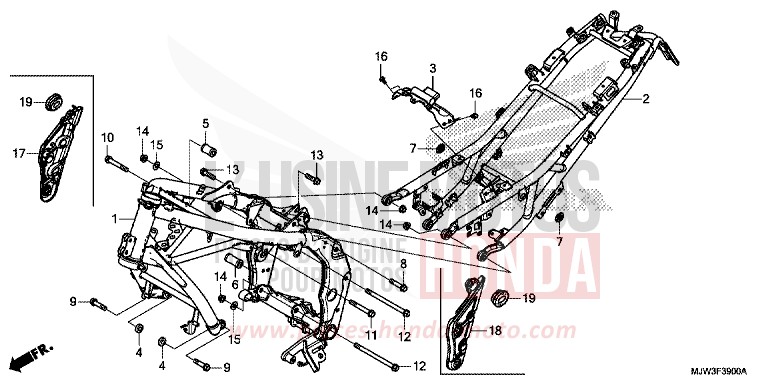 CARROSSERIE DE CHASSIS de CB500X MAT FRESCO BROWN (Y215) 2016