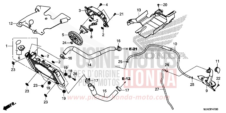 RADIATEUR de CB500X MILLENNIUM RED (R263) 2016