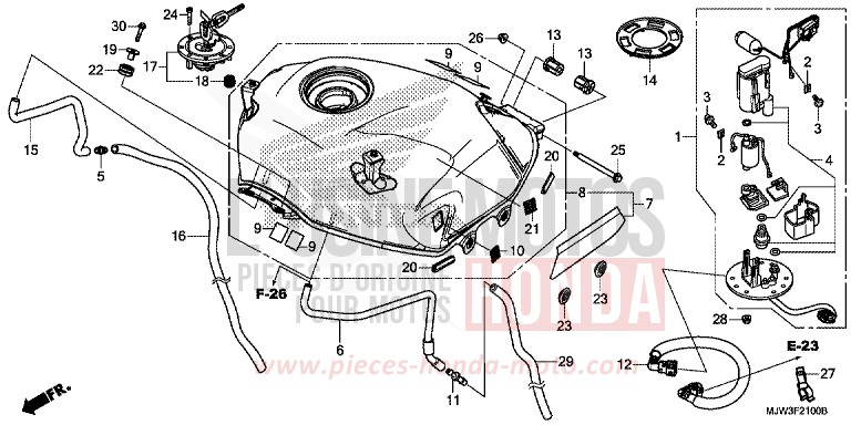 RESERVOIR A CARBURANT/POMPE A CARBURANT de CB500X PEARL HORIZON WHITE (NHB61) 2016