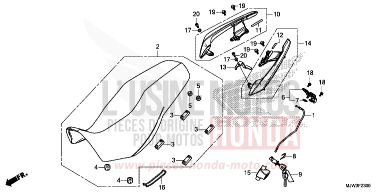 SIEGE/POIGNEE ARRIERE de CB500X PEARL HORIZON WHITE (NHB61) 2016