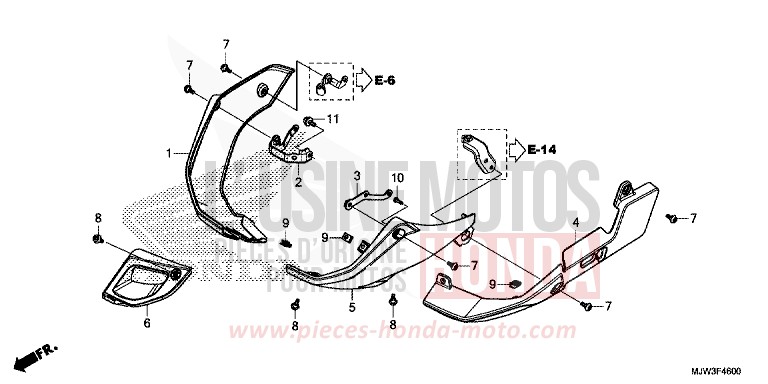 COUVERCLE INFERIEUR de CB500X PEARL HORIZON WHITE (NHB61) de 2016