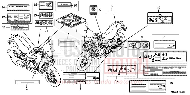 ETIQUETTE DE PRECAUTIONS de CB500X PEARL HORIZON WHITE (NHB61) 2016