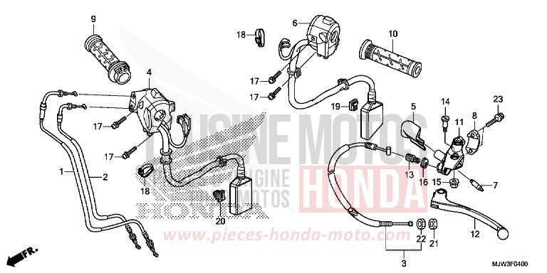 LEVIER DE GUIDON/COMMUTATEUR/CABLE de CB500X MAT GUNPOWDER BLACK METALLIC (NH436) 2016