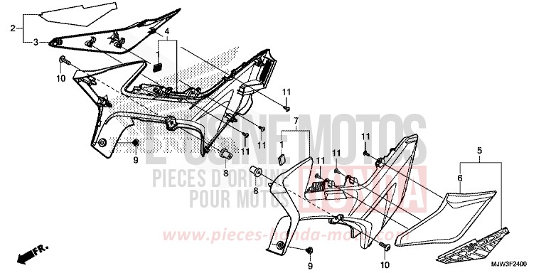 COUVERCLE LATERAL de CB500X MAT GUNPOWDER BLACK METALLIC (NH436) de 2016
