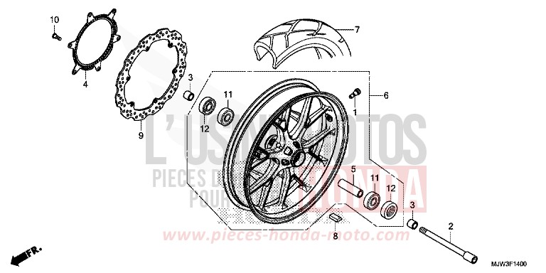 ROUE AVANT de CB500X CANDY ROSY RED (R340) 2017